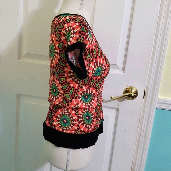 AnniAnna Colorful Mandalla Hippie Retro Blouson Knit Top - Picture 4 of 9